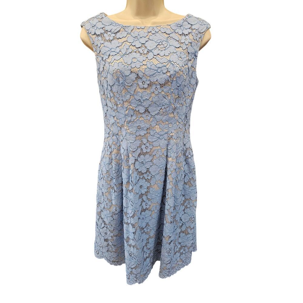 Vince laced lined midi formal dress w/ pockets Sleevless coquette EUC sz 4 blue
